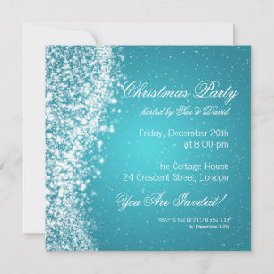Eerste kerstfeest Uitnodiging Elegant Sparkle Blue