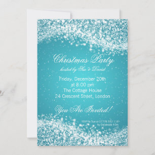 Eerste kerstfeest Uitnodiging Elegant Sparkle Blue