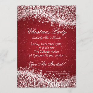 Eerste kerstfeest Uitnodiging Elegant Sparkle Red