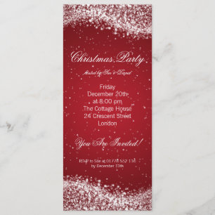 Eerste kerstfeest Uitnodiging Elegant Sparkle Red
