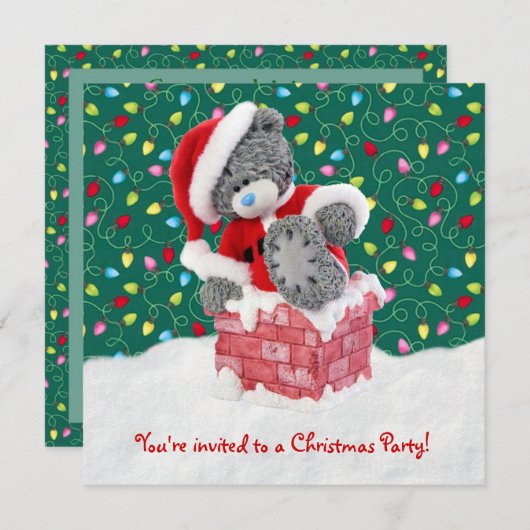 Eerste kerstfeest Uitnodiging Santa Teddy Bear (Voorkant / Achterkant)