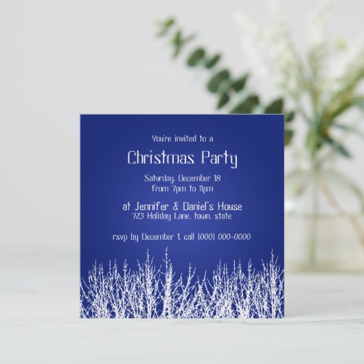 Eerste kerstfeest Uitnodigingen Blauw Wit Uitnodig (Staand voorkant)