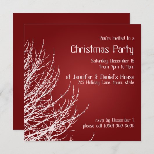 Eerste kerstfeest Uitnodigingen Rood Wit Uitnodigi (Voorkant / Achterkant)