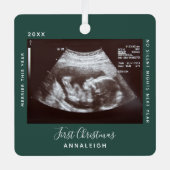 Eerste kerstfeest Ultrasound Foto Merrier Holiday Metalen Ornament (Voorkant)