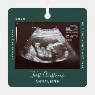 Eerste kerstfeest Ultrasound Foto Merrier Holiday Metalen Ornament