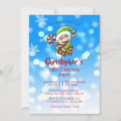 Eerste kerstfeest van baby - Uitnodiging Elf Snoep (Voorkant)