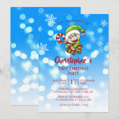 Eerste kerstfeest van baby - Uitnodiging Elf Snoep (Voorkant / Achterkant)