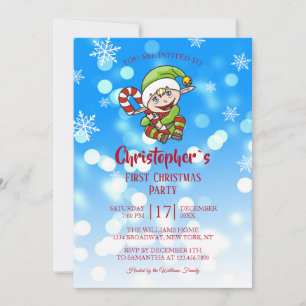 Eerste kerstfeest van baby - Uitnodiging Elf Snoep