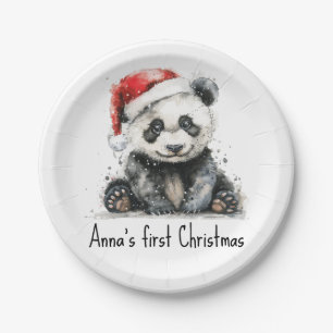 Eerste kerstfeest van Bamboe Beer, op maat gemaakt Papieren Bordje
