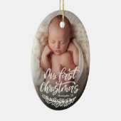 Eerste kerstfeest van de baby, aangepaste foto keramisch ornament (Rechts)