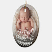 Eerste kerstfeest van de baby, aangepaste foto  keramisch ornament (Links)