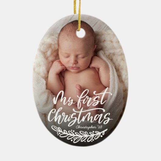 Eerste kerstfeest van de baby, aangepaste foto keramisch ornament (Achterkant)