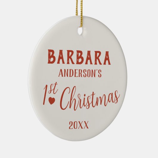 Eerste kerstfeest van de baby, aangepaste naam keramisch ornament (Rechts)