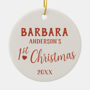 Eerste kerstfeest van de baby, aangepaste naam keramisch ornament