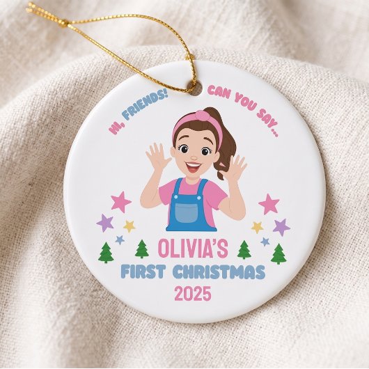 Eerste kerstfeest van de baby, aangepaste naam keramisch ornament