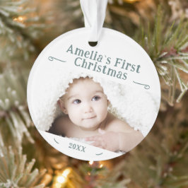 Eerste kerstfeest van de baby, eenvoudig foto-aand ornament