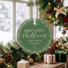 Eerste kerstfeest van de baby, groene kerstnaam-so glas ornament