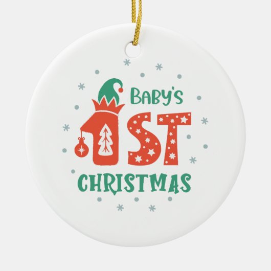 Eerste kerstfeest van de baby keramisch ornament (Voorkant)