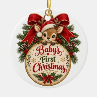 Eerste kerstfeest van de baby keramisch ornament