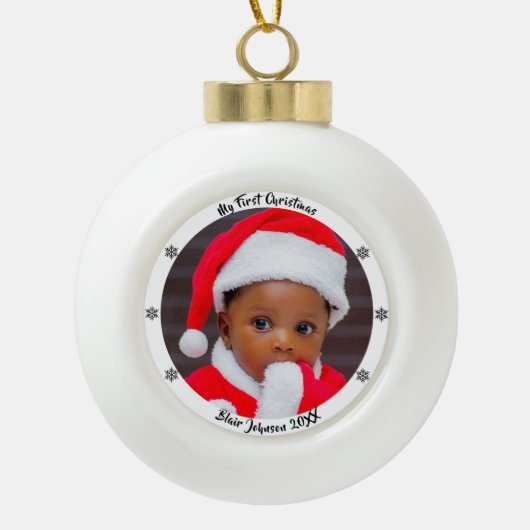 Eerste kerstfeest van de baby keramische bal ornament (Voorkant)