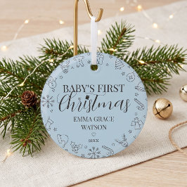 Eerste kerstfeest van de baby met eigen naam aande glas ornament