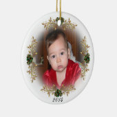 "Eerste kerstfeest van de baby" Religieus kerstbal Keramisch Ornament (Rechts)