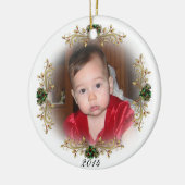 "Eerste kerstfeest van de baby" Religieus kerstbal Keramisch Ornament (Links)