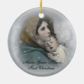 "Eerste kerstfeest van de baby" Religieus kerstbal Keramisch Ornament (Achterkant)