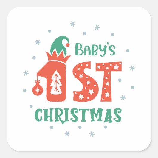 Eerste kerstfeest van de baby vierkante sticker (Voorkant)