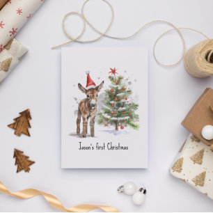 Eerste kerstfeest van de lieve ezel, op maat gemaa briefkaart