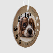 Eerste Kerstfeest van Puppies Rustieke Hond Naam F Ornament (voorkant)