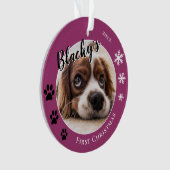 Eerste Kerstfeest van Puppy Rustieke Hond Naam Fot Ornament (voorkant)