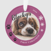 Eerste Kerstfeest van Puppy Rustieke Hond Naam Fot Ornament (voorkant)