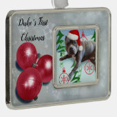 Eerste kerstfeest verzilverd omlijst ornament (Rechts)