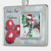 Eerste kerstfeest verzilverd omlijst ornament (Links)