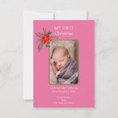 Eerste kerstfeest Waterverf Floral + Foto's Bedankkaart (Achterkant)