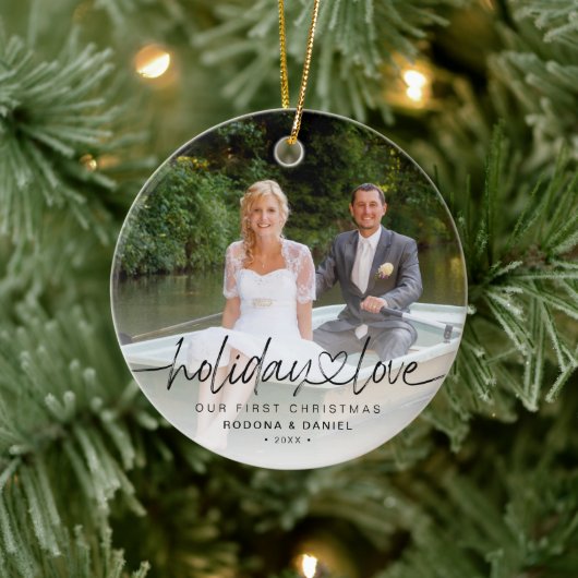 Eerste kerstfeestdag 2 foto's keramisch ornament (Boom)