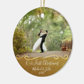 Eerste kerstfeestdag, aangepast paar op maat keramisch ornament (Links)