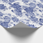 Eerste kerstfeestdag Blauwe winterkousen Poinsetti Cadeaupapier