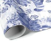 Eerste kerstfeestdag Blauwe winterkousen Poinsetti Cadeaupapier (Rol Hoek)