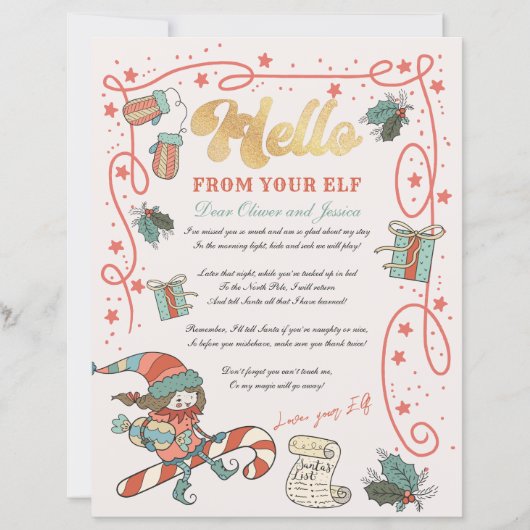 Eerste kerstfeestdag Elf Return Letter Uitnodiging (Voorkant)