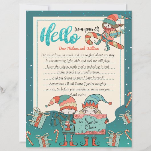 Eerste kerstfeestdag Elf Return Letter Uitnodiging (Voorkant)