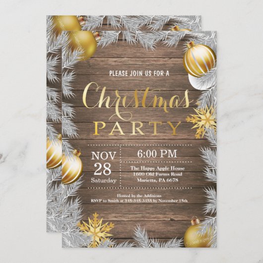 Eerste kerstfeestdag en gouden feestdagen kaart (Voorkant / Achterkant)