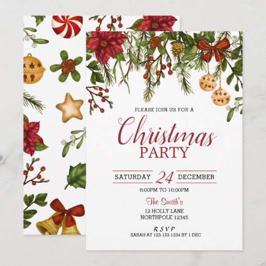 Eerste kerstfeestdag, feestelijke feestdag kaart (Voorkant / Achterkant)