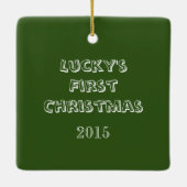 Eerste kerstfeestdag Foto naam en jaar Keramisch Ornament (Achterkant)