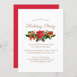 Eerste kerstfeestdag gevechtsfeest Rode Poinsettia Kaart