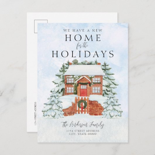 Eerste kerstfeestdag in het thuishuis aankondigingskaart (Voorkant / Achterkant)