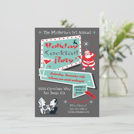 Eerste kerstfeestdag in Retro Kaart (Staand voorkant)