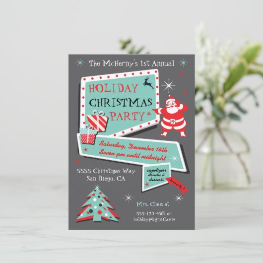 Eerste kerstfeestdag in Retro Kaart (Staand voorkant)