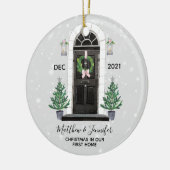 Eerste kerstfeestdag kerstfeestdag keramisch ornament (Links)